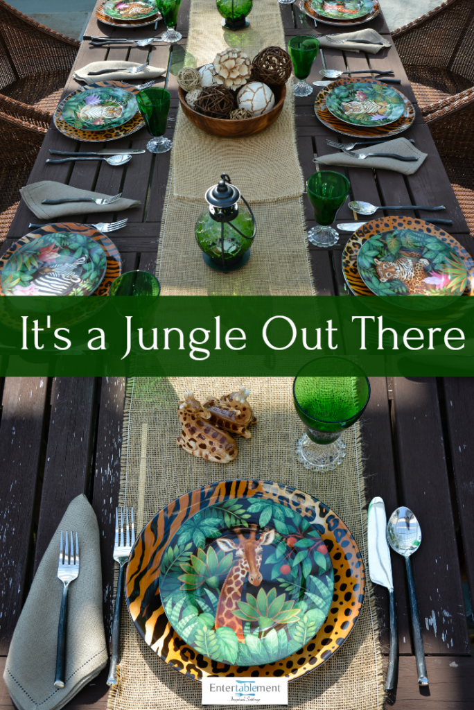 table set with jungle and safari theme