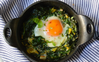 Skillet-Baked Eggs with Spinach