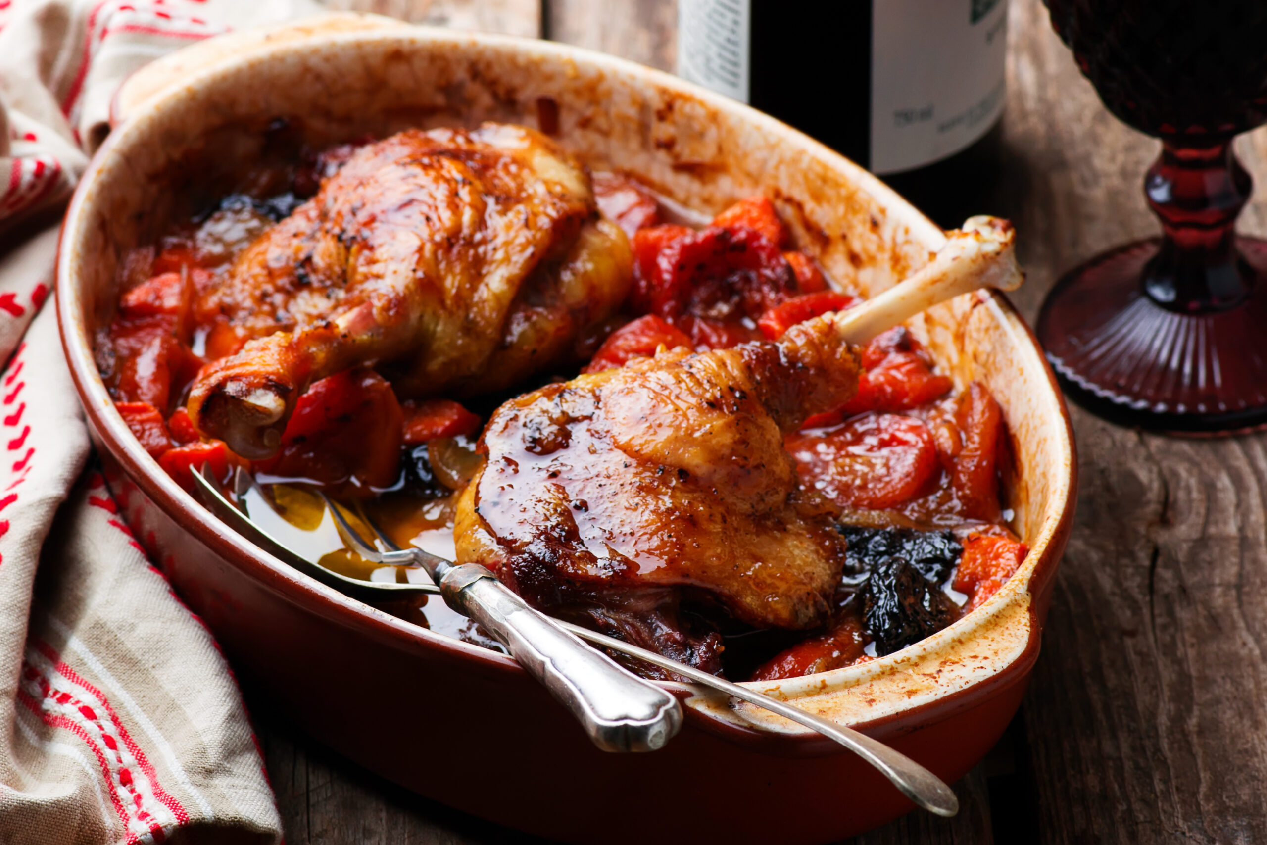Duck Legs Braised in Red Wine and Dried Fruit