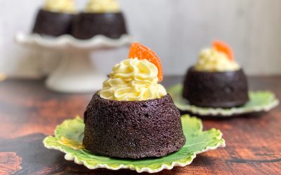 Dark Chocolate Brownie Bowls Filled with Orange Mousse